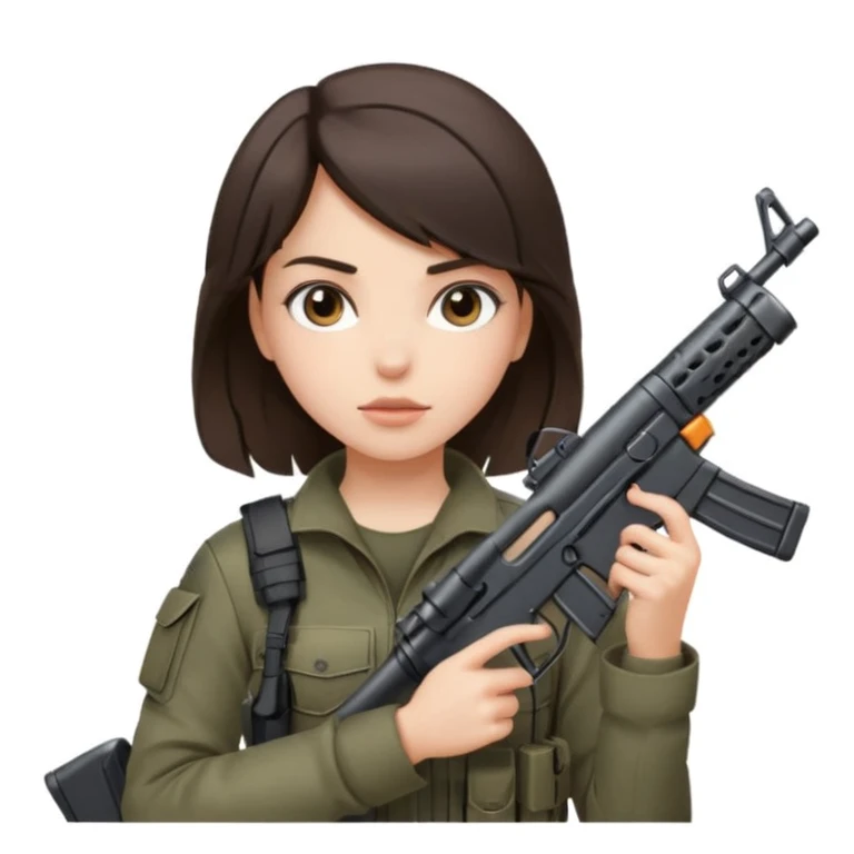 Fille brune clean girl avec une arme  emoji