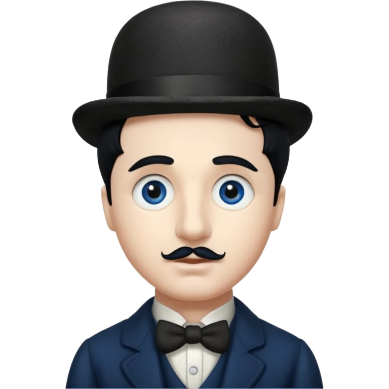 Charlie Chaplin dark blue eyes, black hair emoji