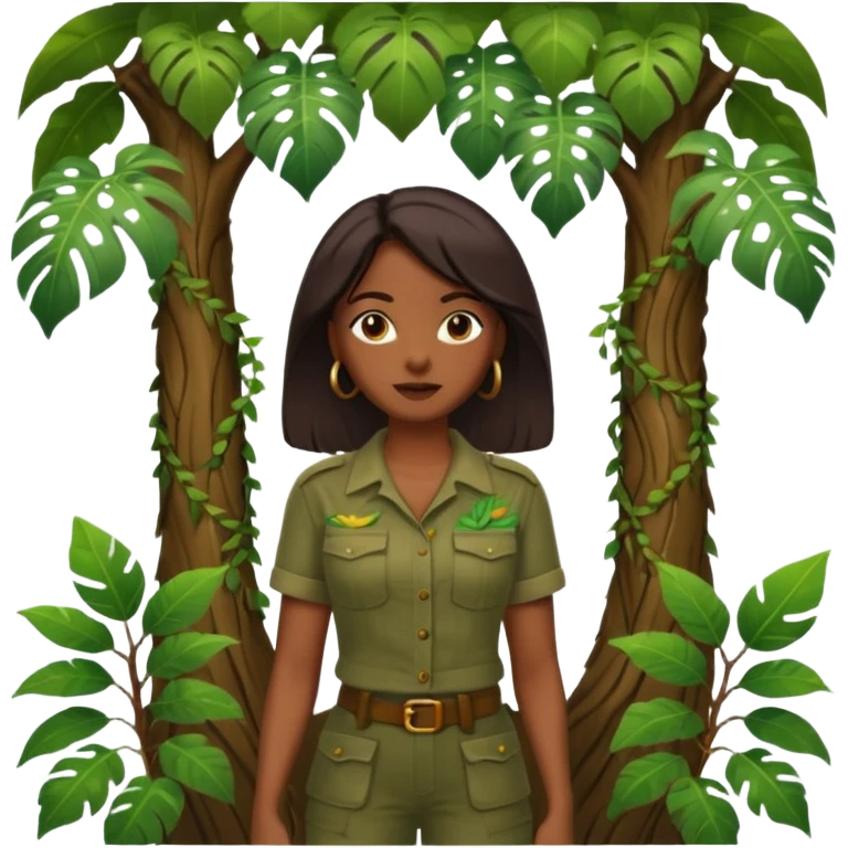 an woman with jungle tree emoji