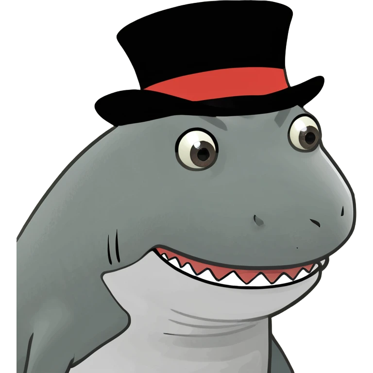 Shark with a top hat emoji