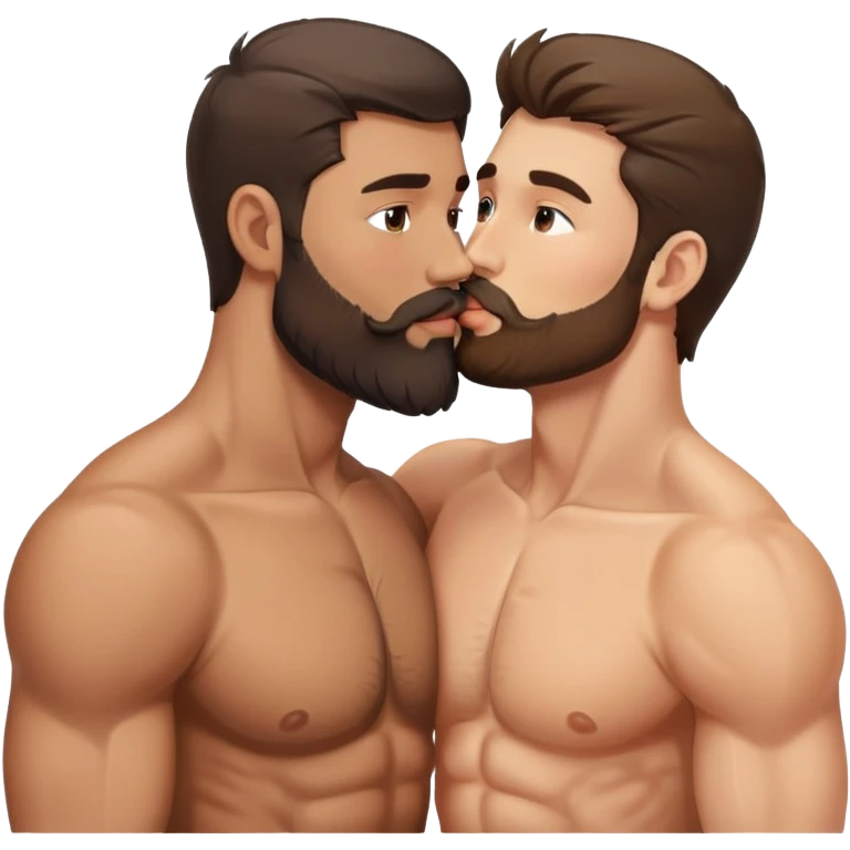 sexy-pose-fit-beard-brunette-caucasian-bear-twink-gay-men-kissing emoji