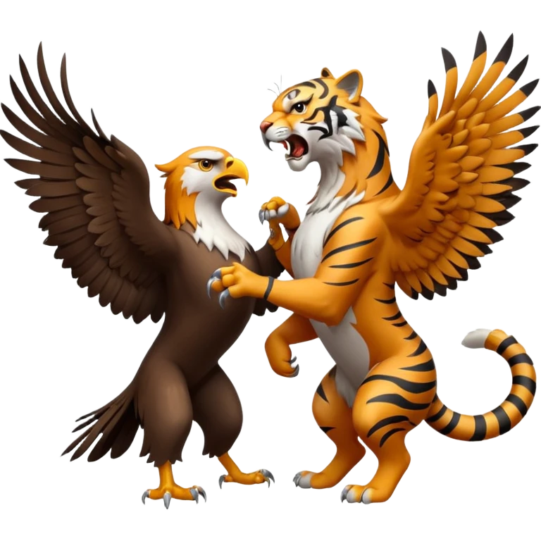 Eagle fighting tiger emoji