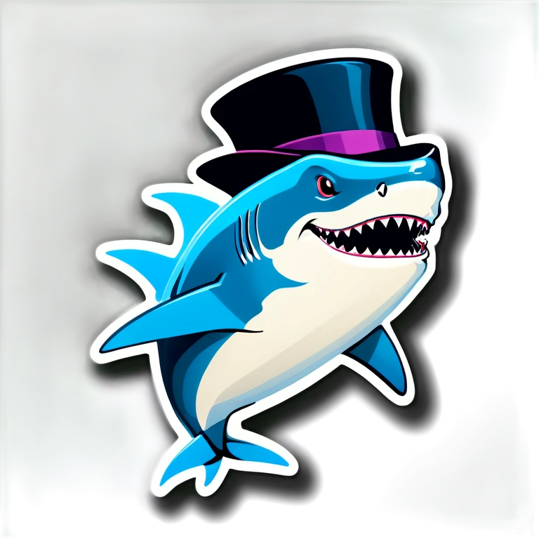 Shark with a top hat emoji