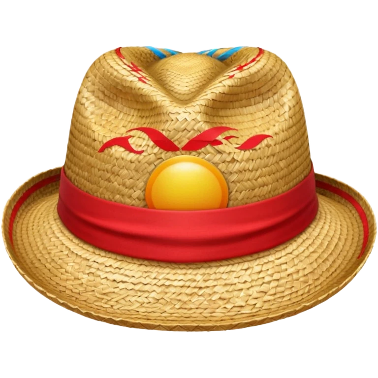 Straw hat with red band emoji