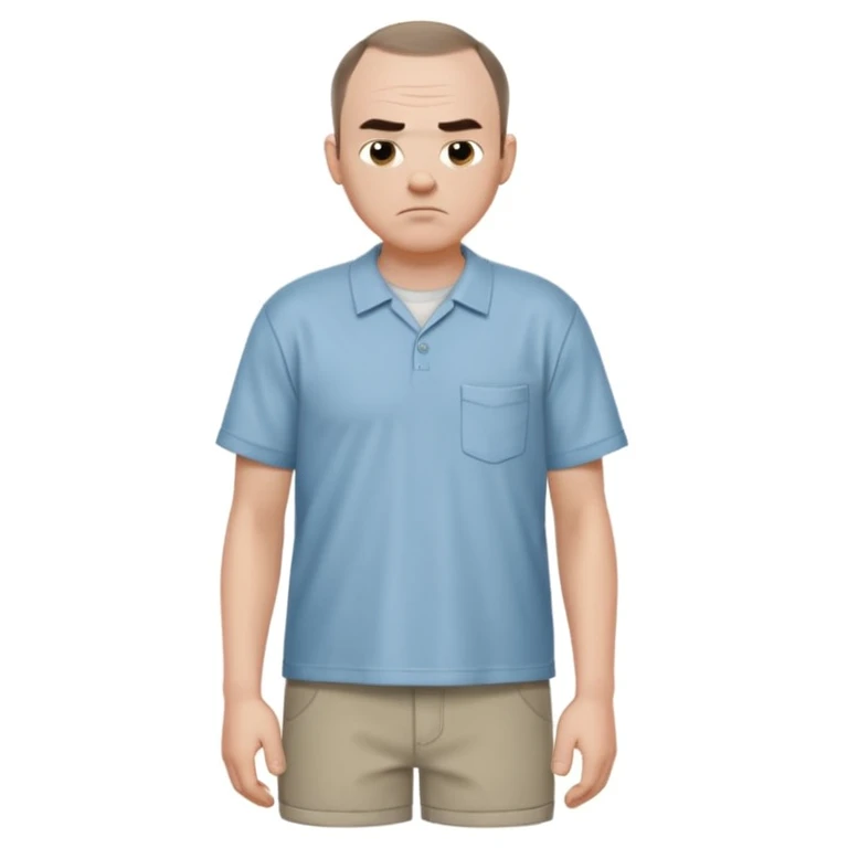 Carl from Sling Blade, neutral expression, full body, shown from sidee emoji
