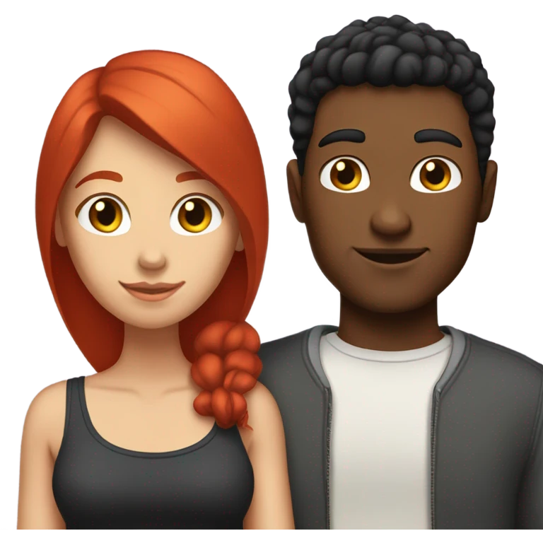 Red haired girlfriend black haired boyfriend  emoji