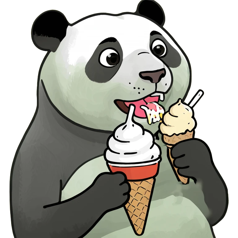 Panda eating ice cream emoji