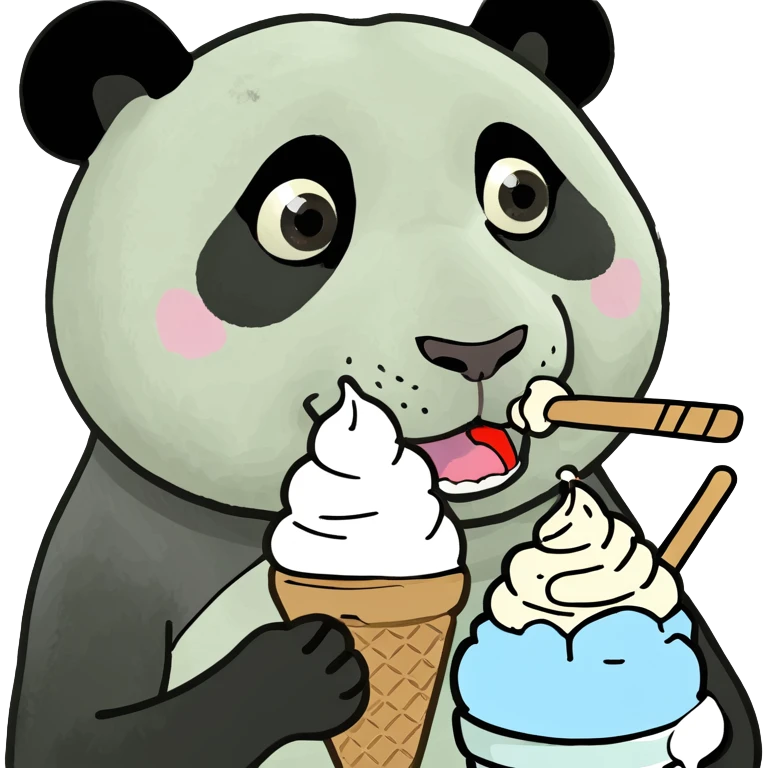 Panda eating ice cream emoji