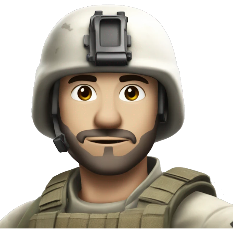white skin. call of duty solider with a dumb look. Stupid. Himbo emoji