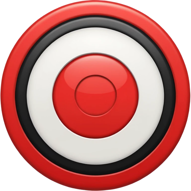 A black circle surrounded by a white circle surrounded by a red circle there should only be 3 rings - the black should be in the middle then white the red emoji