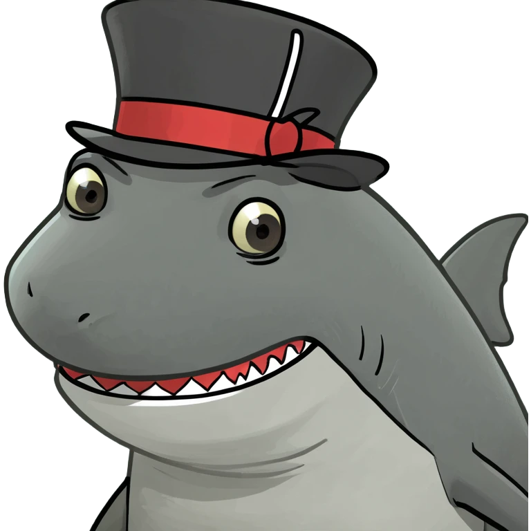 Shark with a top hat emoji