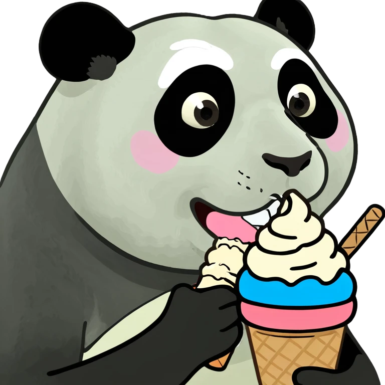 Panda eating ice cream emoji