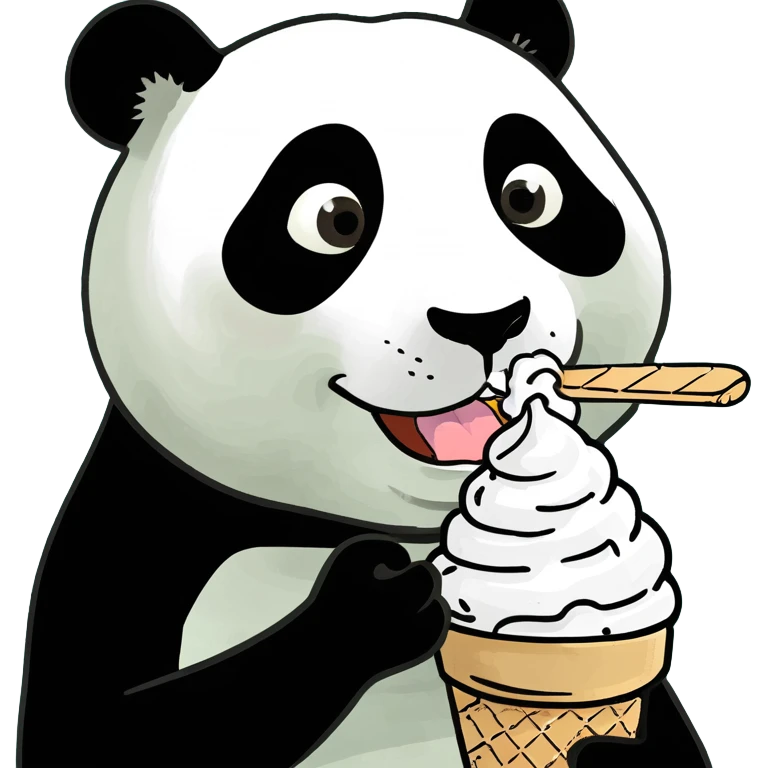 Panda eating ice cream emoji