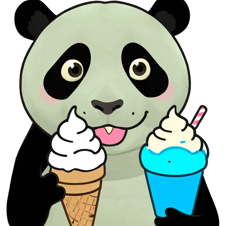 Panda eating ice cream emoji