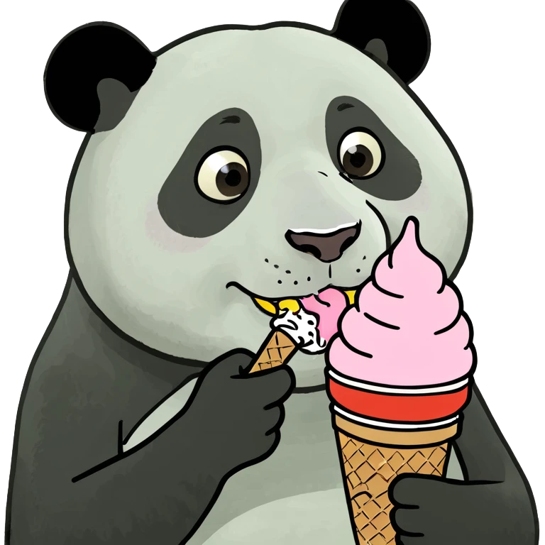 Panda eating ice cream emoji