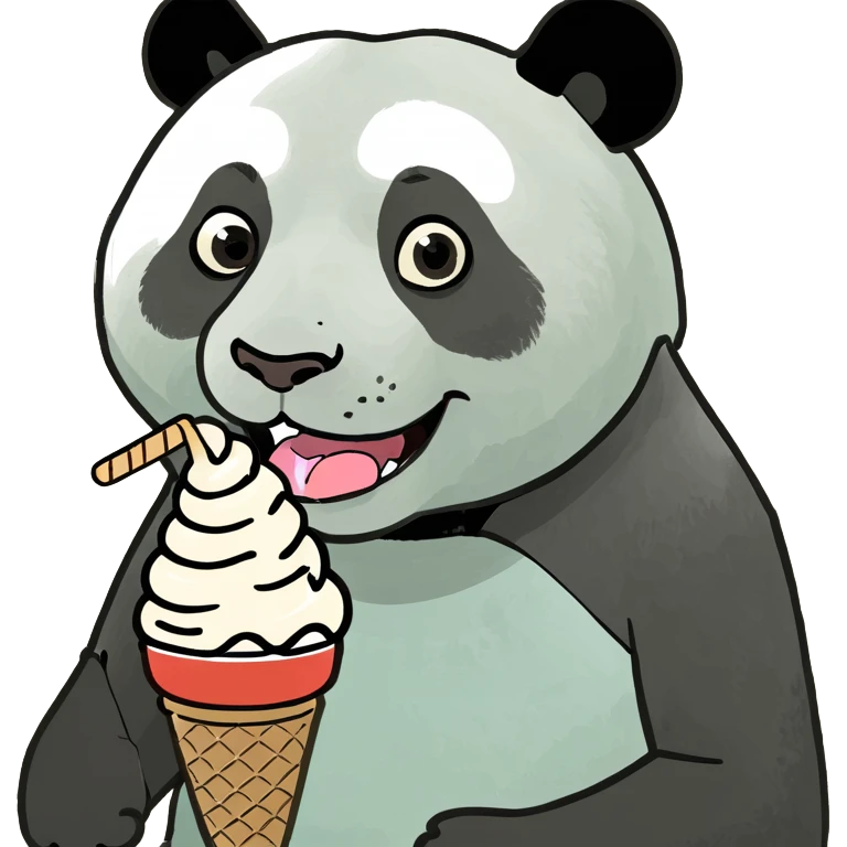 Panda eating ice cream emoji