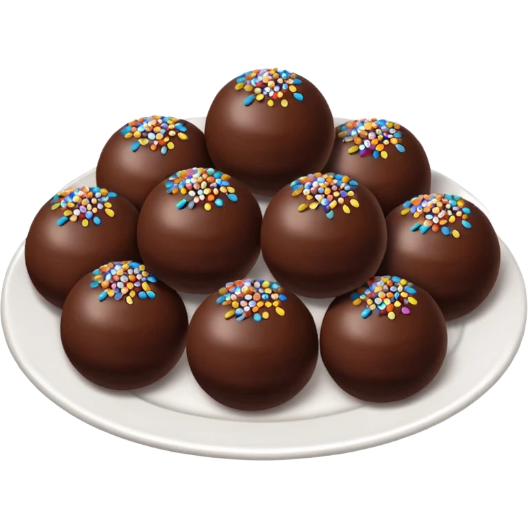 chocolate balls on plate with chocolate sprinkles emoji