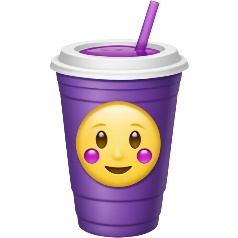  White styro with purple juice inside visible from the top only. Add a stoned yellow emoji face  emoji