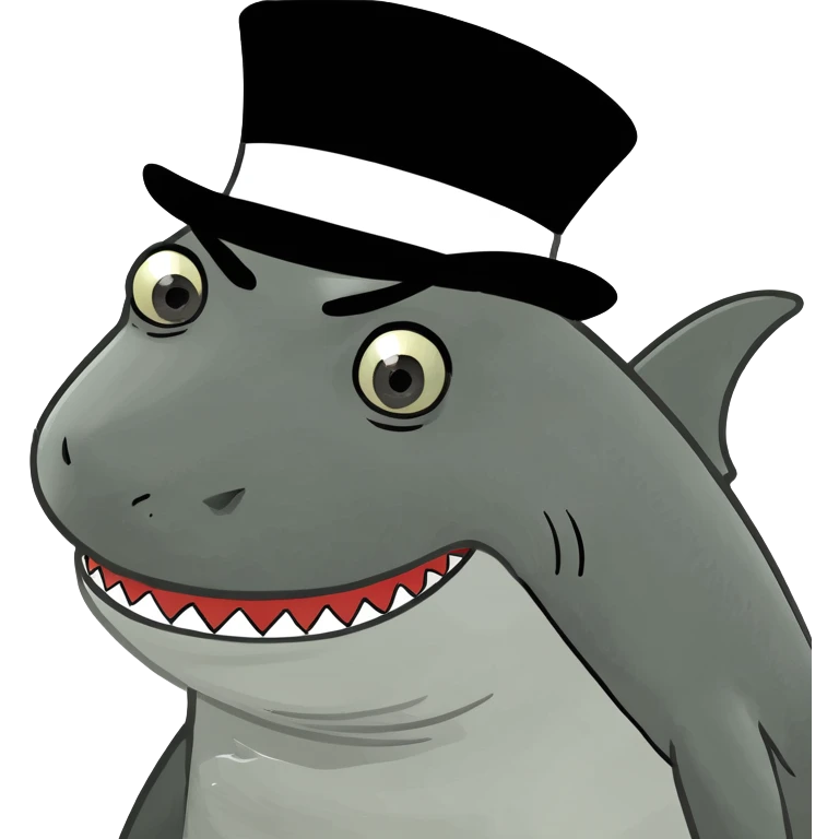 Shark with a top hat emoji