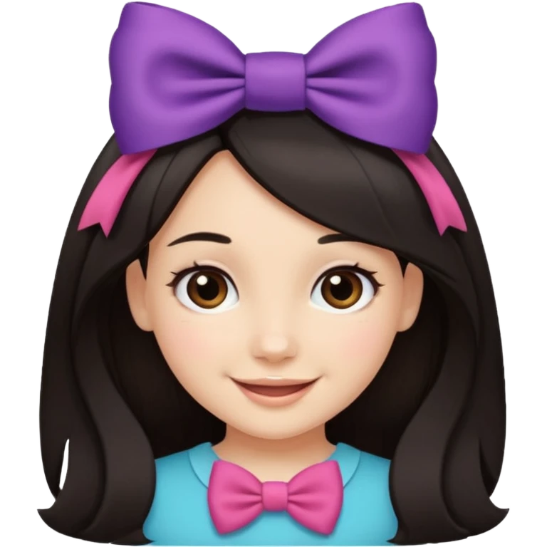 scout girl with hairbow on straight hair dark hair emoji