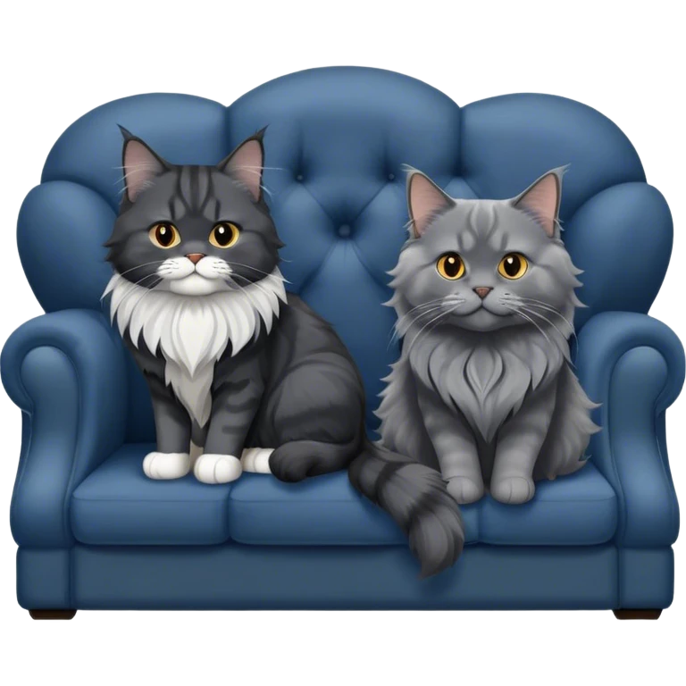Portrait of a black smoke Maine Coon cat with long grey ear tufts ...