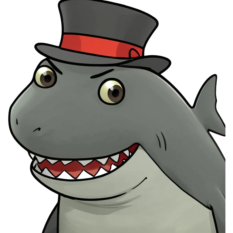 Shark with a top hat emoji