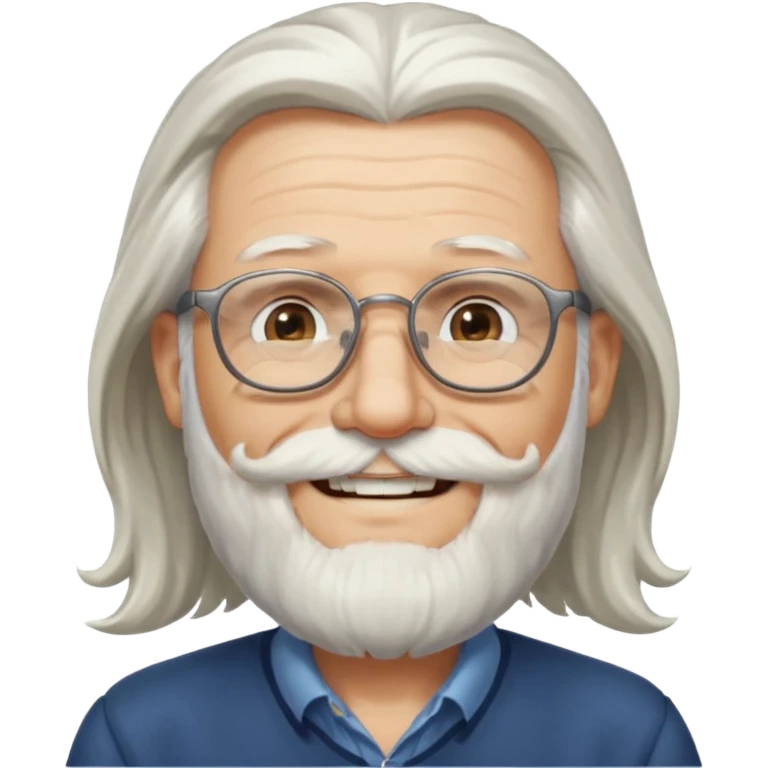 old man with long hair and beard wearing glasses  emoji