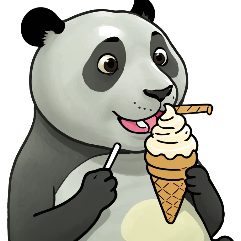 Panda eating ice cream emoji
