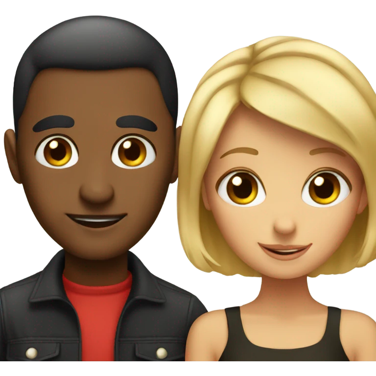 Mixed couple and a lady bug emoji