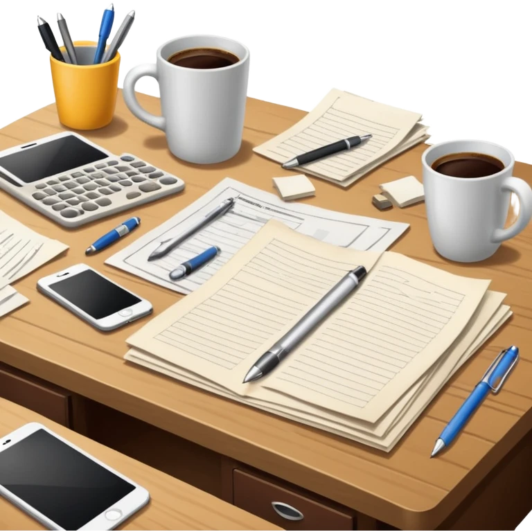 Messy Desk with  emoji