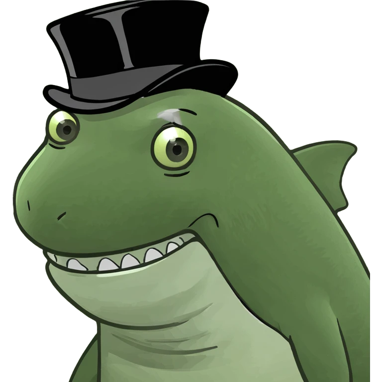 Shark with a top hat emoji