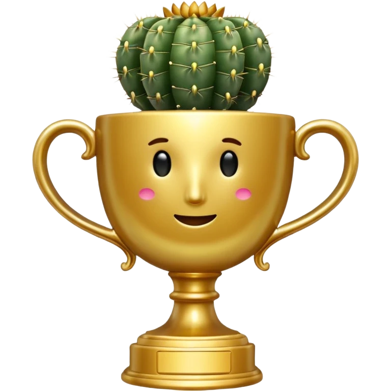 gold cactus cup trophy no face emoji
