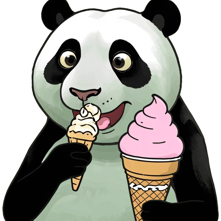 Panda eating ice cream emoji
