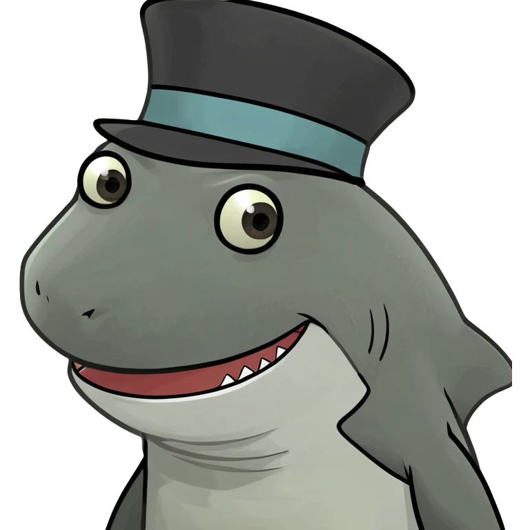 Shark with a top hat emoji