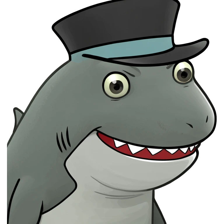 Shark with a top hat emoji