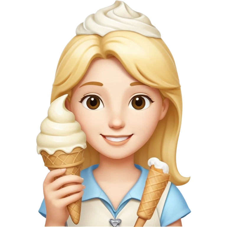smiling Athena with white ice cream cone emoji