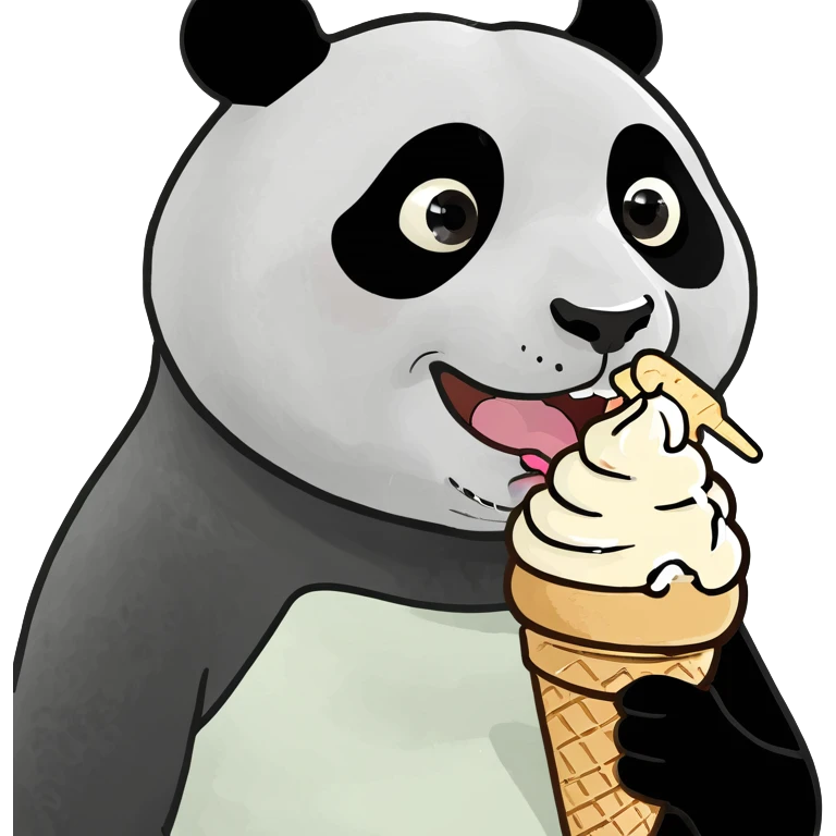Panda eating ice cream emoji