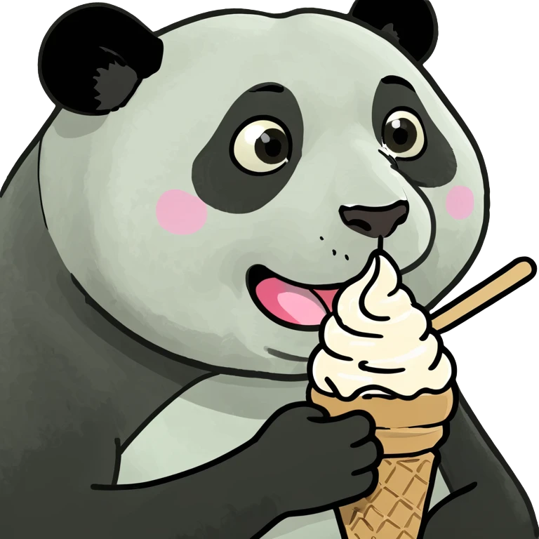 Panda eating ice cream emoji