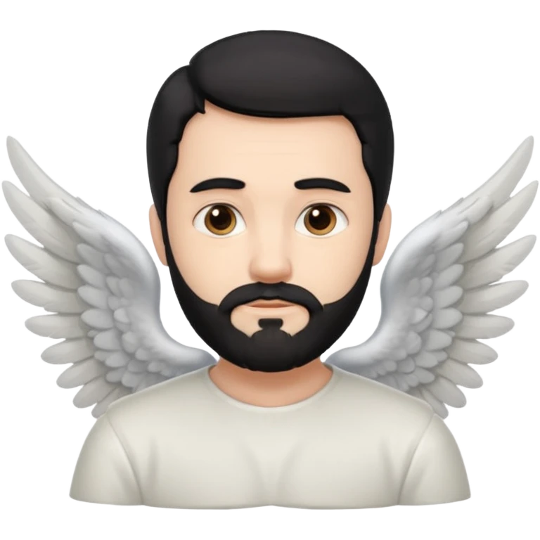  black hair, white bearded man angel emoji
