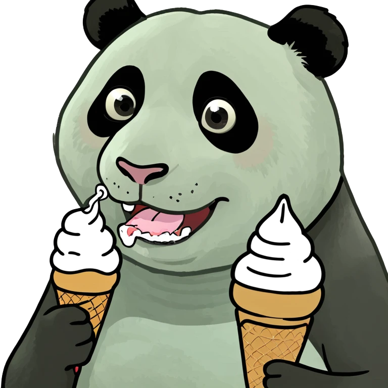 Panda eating ice cream emoji
