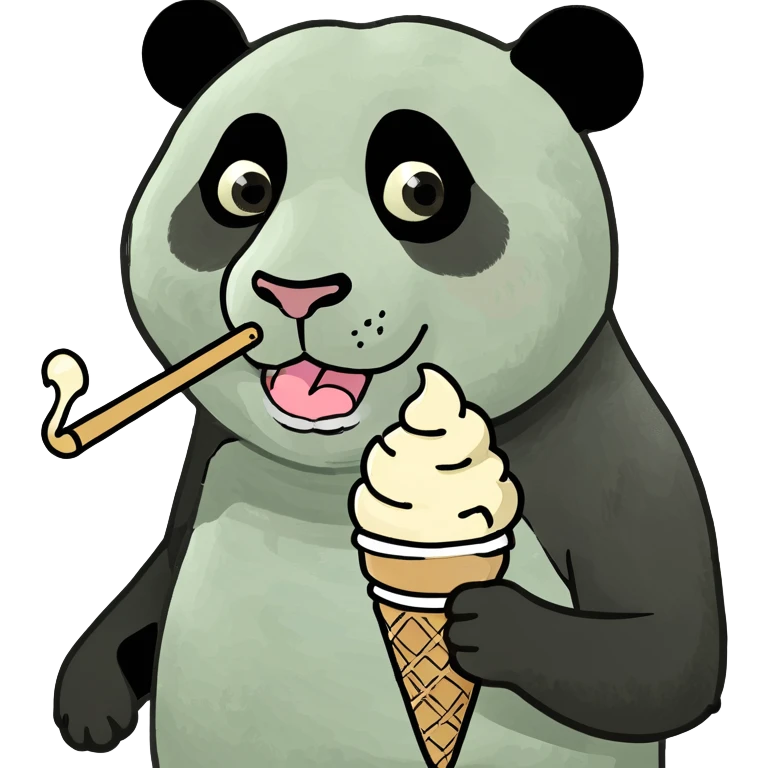 Panda eating ice cream emoji