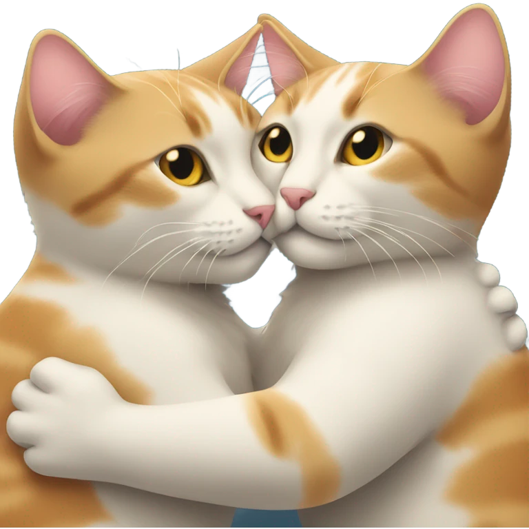 two cats hugging emoji
