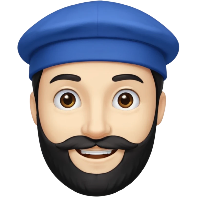 mago merlin con barba negra y gorra azul emoji