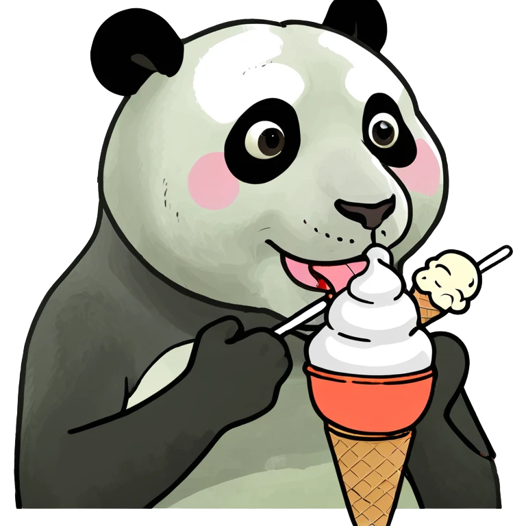 Panda eating ice cream emoji