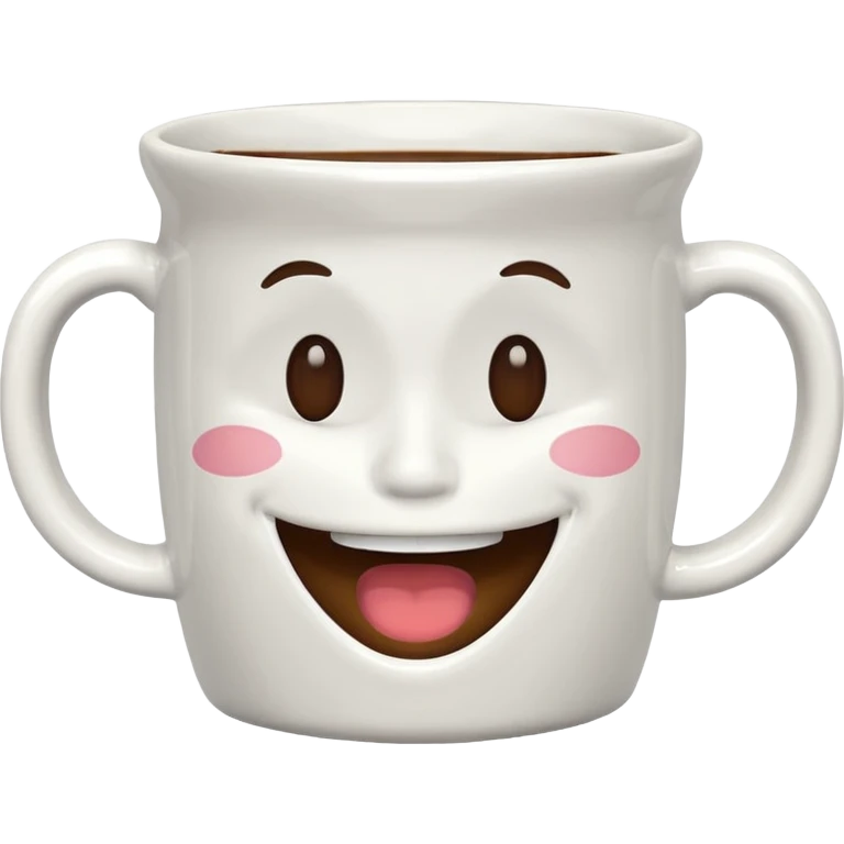 Coffee mug with closed mouth smile emoji