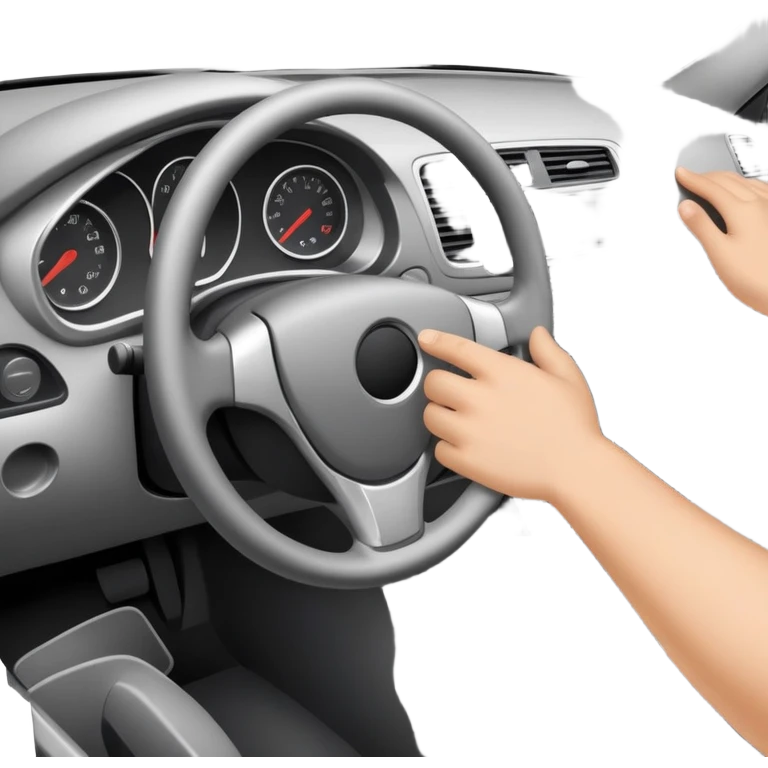 hands removing car dashboard panel, disassembling car interior emoji