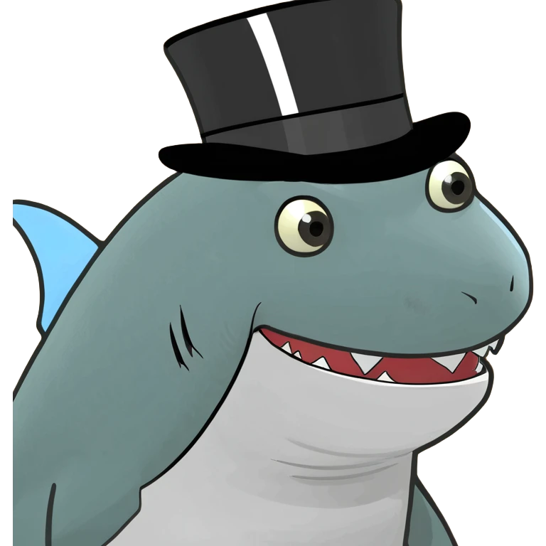 Shark with a top hat emoji