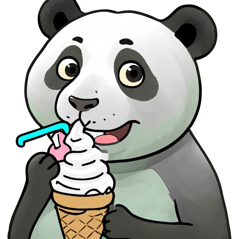 Panda eating ice cream emoji