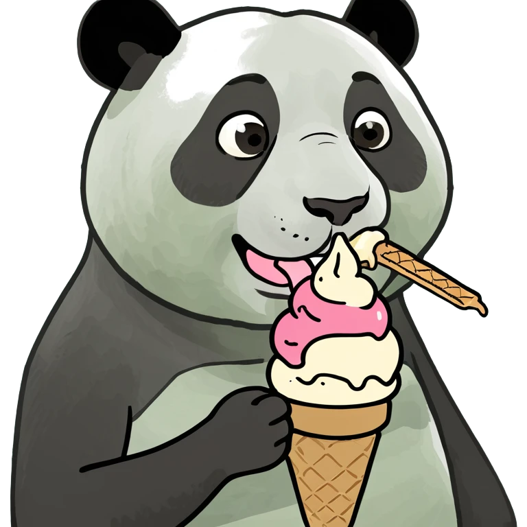 Panda eating ice cream emoji