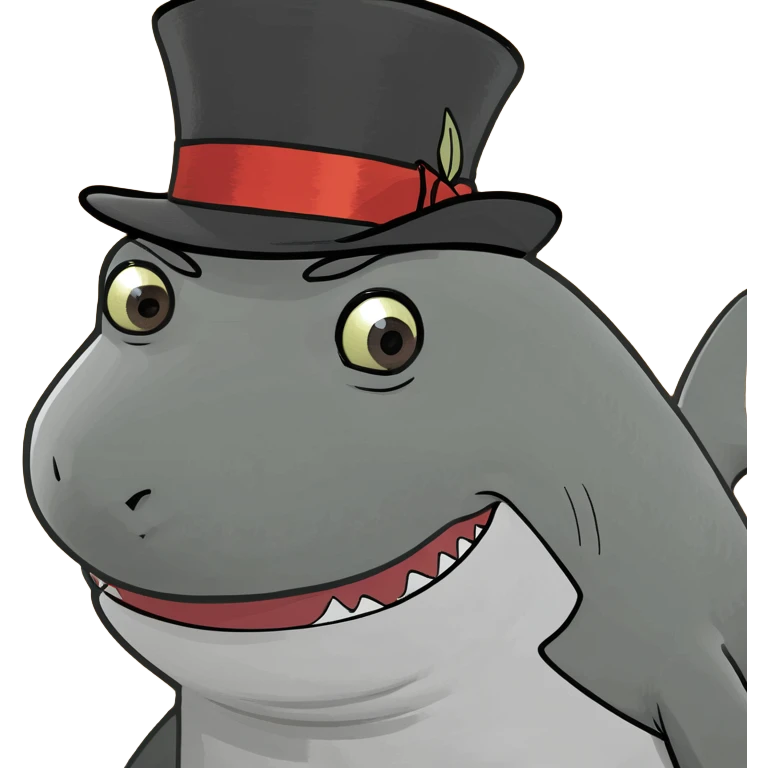 Shark with a top hat emoji
